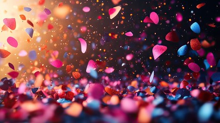 A colorful confetti background perfect for event invitations or banners, featuring vibrant, festive designs for joyful celebrations, party flyers, invitations, and romantic events.