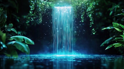 A symbolic glowing Waterfall indicating in World Wildlife Day concept