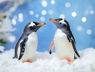 Fototapeta premium penguin on the snow