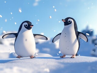 Obraz premium penguins on ice