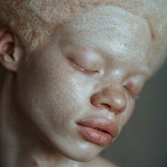 Fototapeta premium albinism concept. portrait of an albino person with very white skin and blond hair.