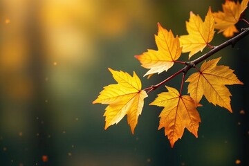 Yellow autumn leaves on a birch branch ornament, branch, ornaments