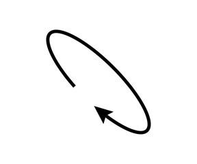 Oval circle rotate arrow icon. Ellipse orbit line arrow symbol. Oval circumference sign. Vector illustration isolated on white background.