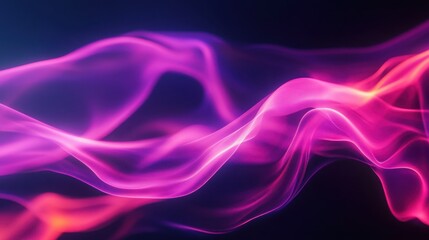Neon fluid gradient with dynamic waves of pink and purple blending seamlessly, offering a vibrant template for banners.