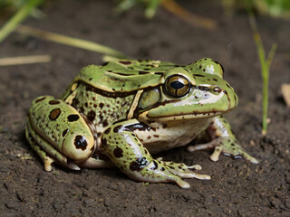 Fototapeta premium bullfrog on the grass