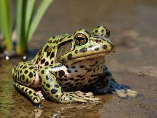 Fototapeta premium bullfrog in the grass