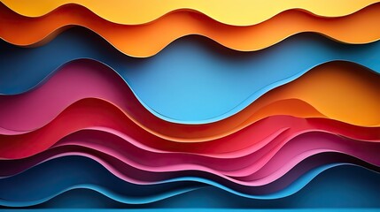 A dynamic paper cut style with colorful layers framing a blank center, perfect for banners, cards, and creative promotions with empty space.