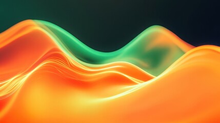 Neon orange and green fluid gradient with dynamic waveforms, ideal for bold business templates.