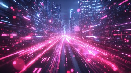 Naklejka premium A captivating visual of 5G technology, with radiant signals and interconnected devices, illustrating speed and connectivity 