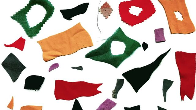 Illustration Collection of small colorful cloth pieces isolated on white background
