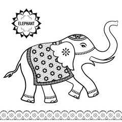 ポップなインド象のイラスト C
