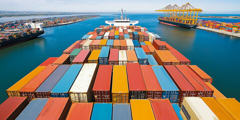 Aerial View of Colorful Shipping Containers