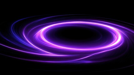 Naklejka premium Purple glowing ring swirl abstract dark background digital art