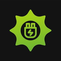 sun energy and charge icon Glyph color, free energy, ecology, renewable and green energy concept. Solid with Gradient color icon.
