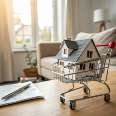 Dream Home Purchase: Mock-Up House in a Shopping Cart Concept"