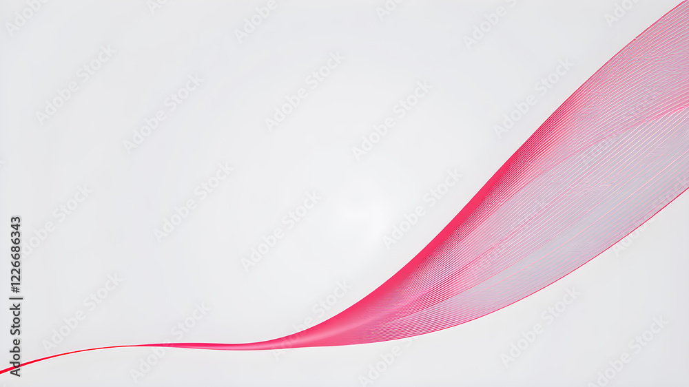 Wall mural high speed technology dynamic digital curve red ribbon coming from bottom left corner reaching out t
