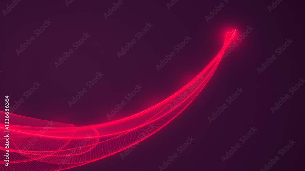 Wall mural high speed technology dynamic digital curve red ribbon coming from bottom left corner reaching out t