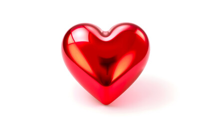 Metallic red 3d heart illustration on white background. Generative AI