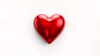 Obraz premium Metallic red 3d heart illustration on white background. Generative AI