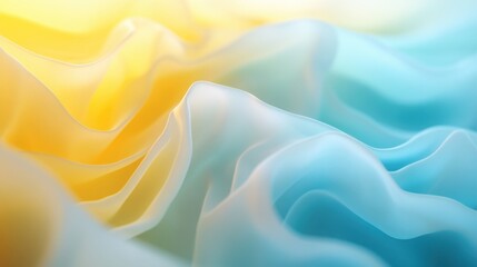 Obraz premium Smooth transitions of pastel yellow and blue in a fluid wave background, perfect for elegant business designs.