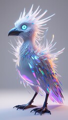 Obraz premium Iridescent Avian Digital Art: A Futuristic Fantasy Bird