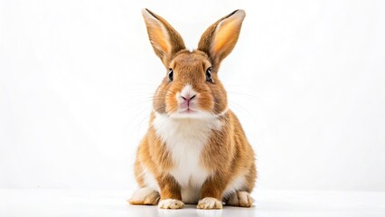 Adorable Rabbit, Fashion Photography, White Background, Brown and White, Curious, Calm