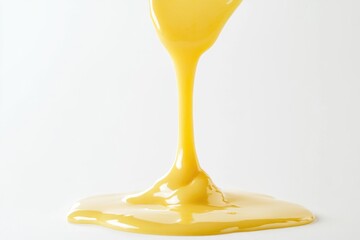 Dripping yellow substance, possibly syrup or oil.