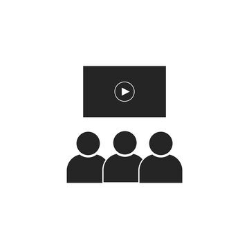 recommend clip art:  Cinema auditorium with screen icon on white background.