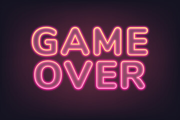 Fototapeta premium Game over pink neon illustration