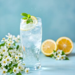 "Refreshing Lemonade with Mint in a Glass"