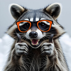 Obraz premium Cool Attitude: Funny Raccoon in Sunglasses Striking a Playful Pose