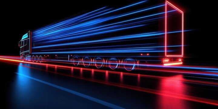 Dynamic truck motion at night urban environment long exposure vibrant light trails