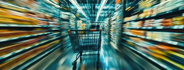 Supermarket Shopping Cart Speed Blur Abstract