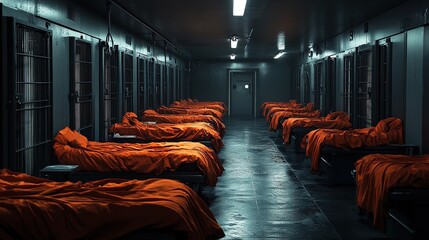 A stark image of overcrowded prisons, raising awareness of the criminal justice system and its impact on communities  