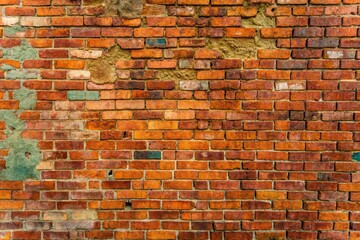 Naklejka premium Aerial View Old Brick Wall, Red Dusty Background, Drone Photography, Architectural Photography