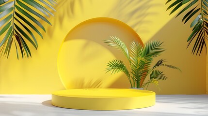 Obraz premium Yellow podium with plants