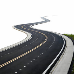 Endless Journey: Winding Two-Lane Road Vanishing into the Distance"