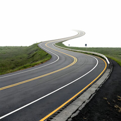 Obraz premium Endless Journey: Winding Two-Lane Road Vanishing into the Distance