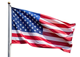 Fototapeta premium American Flag Isolated White Background, Copy Space