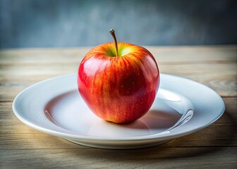 Apple on Plate Rule of Thirds Photography, Delicious Fruit Still Life, Food Photography