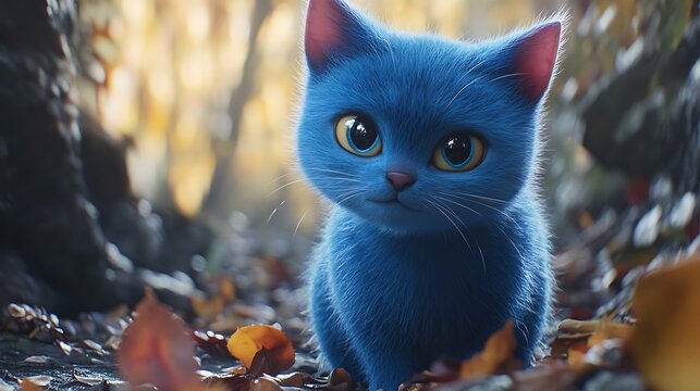 A blue cat appeared from the distance its eyes enticing