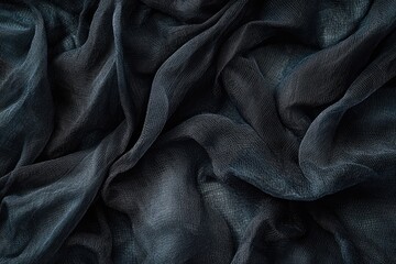 Fototapeta premium Dark Draped Fabric Texture: Abstract, Elegant, and Textured