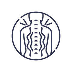 Illustration of back pain highlighting muscle strain with spine and tension lines.