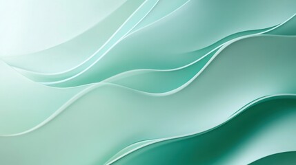 Obraz premium Subtle waves of mint green and teal with a fluid gradient background, creating a sleek and futuristic business template.