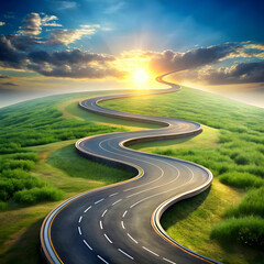 Naklejka premium Journey Ahead: Winding Road as a Symbol of Time and Progress
