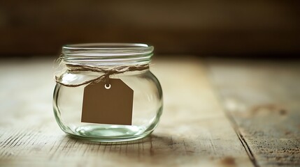 A clear container has a tag who declares let your name or a lid