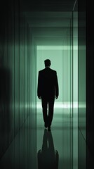 Fototapeta premium The Enigma of the Green Corridor: A Silhouette's Journey
