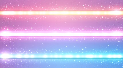 Obraz premium Pastel Background With Glowing Neon Lights And Stars