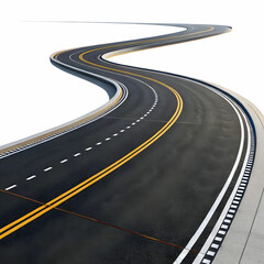 Endless Journey: Winding Two-Lane Road Vanishing into the Distance"