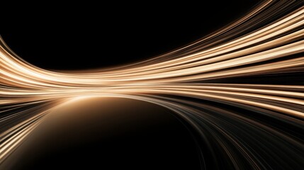 Abstract waveforms in caramel color on black background, long exposure effect